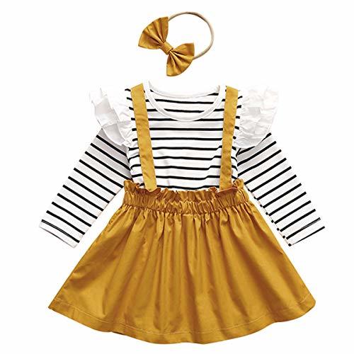 Producto DaMohony Baby Girl Clothes Ruffle Long Sleeve Shirt Suspender Skirt Headband 3Pcs