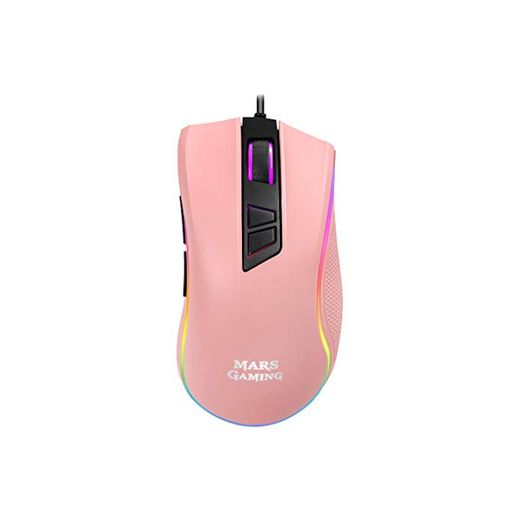 Mars Gaming MM218 Pink - Ratón PC óptico 10000DPI con iluminación RGB