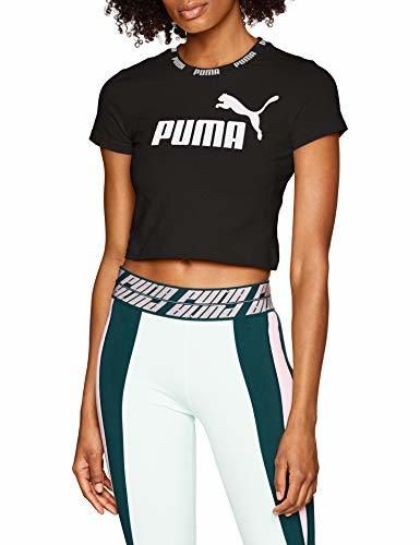 Puma Amplified Cropped tee Camiseta, Mujer, Negro