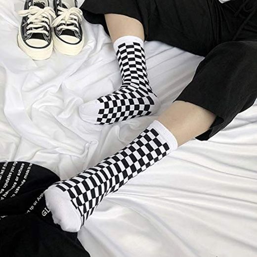 Corea del Harajuku tendencia de las mujeres del tablero a cuadros geométricos Calcetines Calcetines Hombres de Hip Hop de algodón unisex Streetwear Novedad calcetines