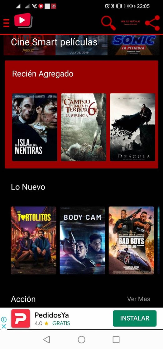 App Aplicación para ver películas gratis sin mensualidad. 