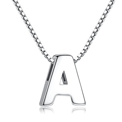 Fashion Candyfancy de Plata de Ley 925 Alfabeto de Letras Iniciales Collar Colgante