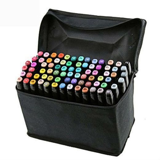 Marker Pen[80PCS],Vococal® Markers Colors Rotuladores Pluma,Doble-punta(1mm/6mm) Rotuladores a Base de Alcohol Lápiz