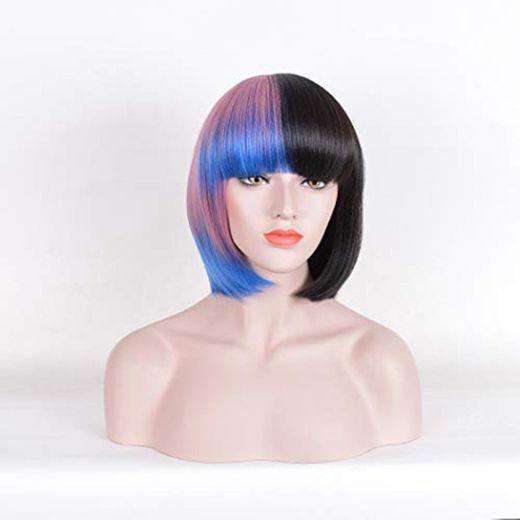 Wigs Melanie Martínez Mismo párrafo Cosplay con Bangs Bobo Cabello Corto Azul