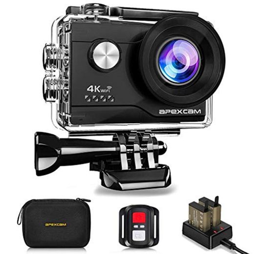 Apexcam Cámara Deportiva 4K 16MP WiFi Ultra HD Cámara subacuática Impermeable 40M