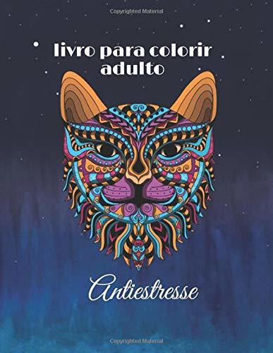 Book livro para colorir adulto Antiestresse: Coloração adulta para aliviar o estresse Gato