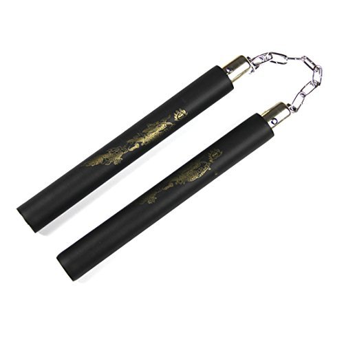 Lugares Glield 30cm Nunchaku Espuma Dragón Estampado con Cadena de Acero Seguro de