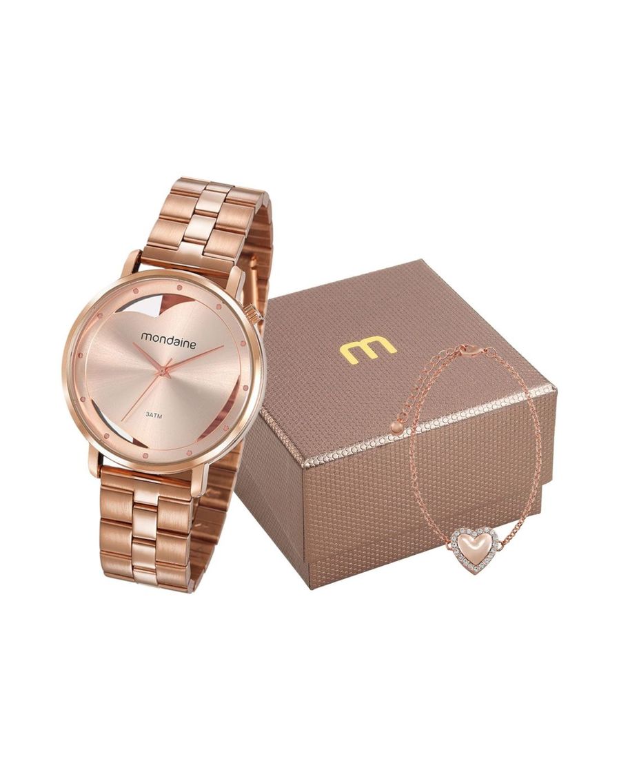 Moda Kit Relógio Feminino Aço Mondaine + Bracelete - Rose Gold

