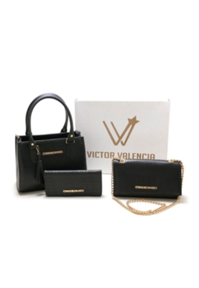 Fashion Kit Miami Duas Bolsas Mais Carteira Victor Valencia - Preta - Dafiti