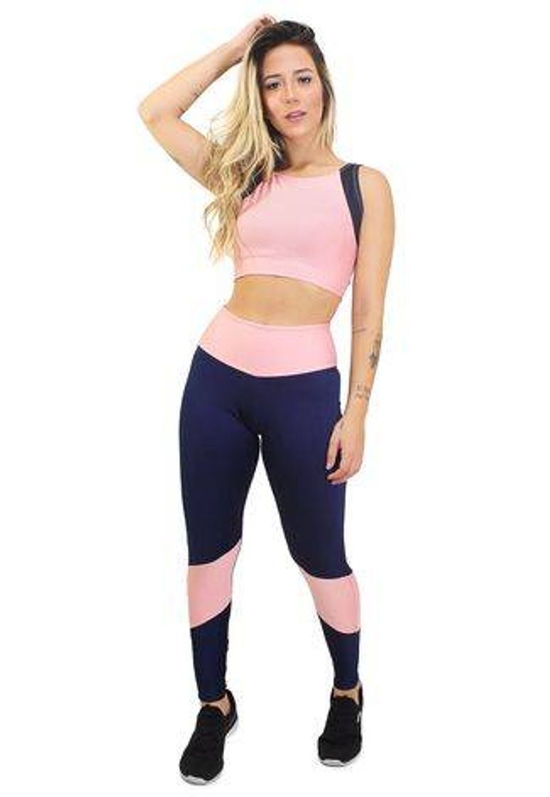 Moda Conjunto Fitness Racy Modas Cropped Calça Legging

