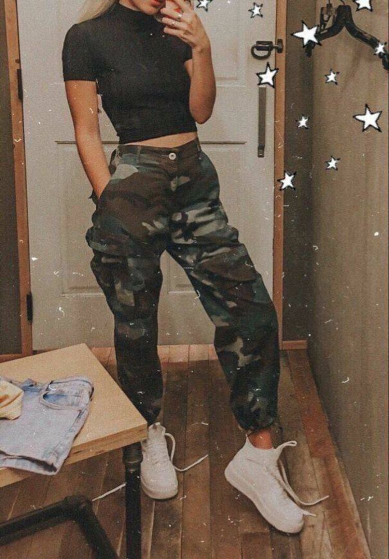 Moda calça cargo camuflada estilo hype 