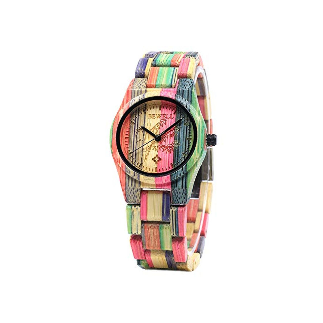 Producto BEWELL Relojes Madera Mujer Analógico Cuarzo Japonés con Correa de Bambu Redondo