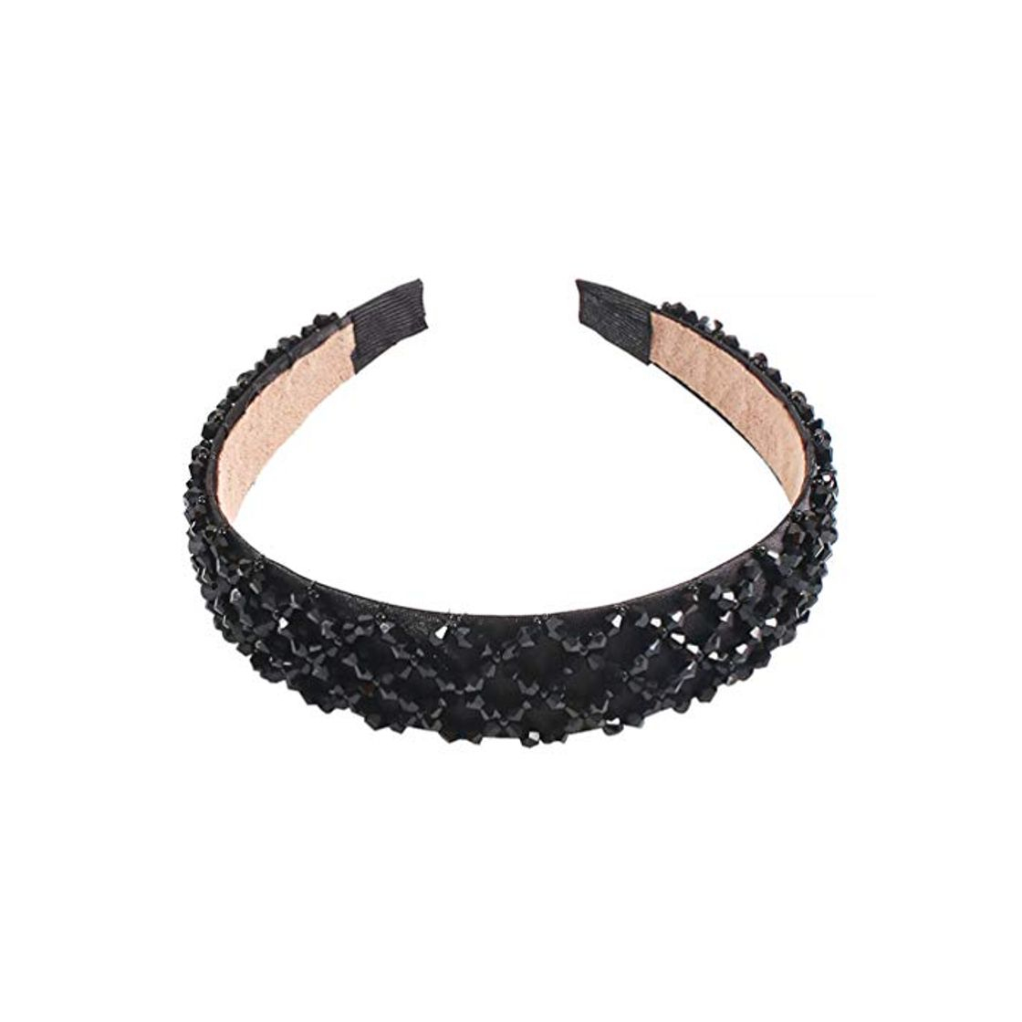 Producto Lurrose diadema de cristal de imitación diadema de borde ancho aro de cabeza de brillo colorido elegante encanto sombreros para mujer niña negro