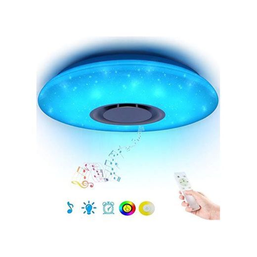 24W Lámpara de Techo LED Regulable con Mando Plafonnier con Altavoz Bluetooth