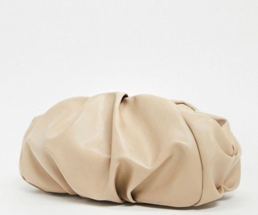 ASOS DESIGN oversized ruched clutch bag in brown