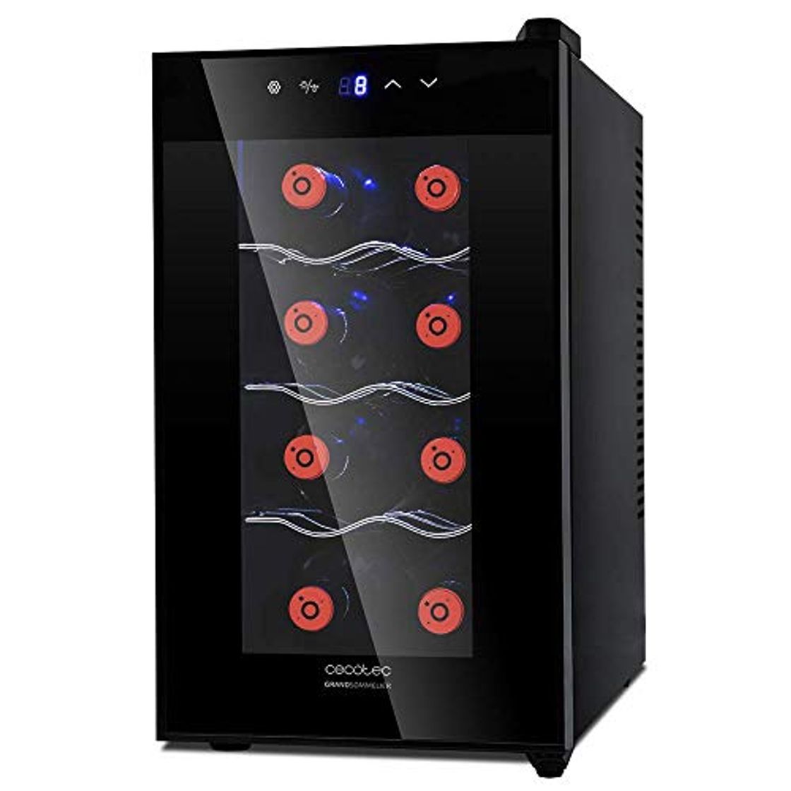 Producto Cecotec Vinoteca de 8 Botellas con Capacidad de 25L. Diseño Puerta FullCrystal,