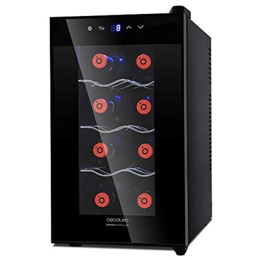 Cecotec Vinoteca de 8 Botellas con Capacidad de 25L. Diseño Puerta FullCrystal,