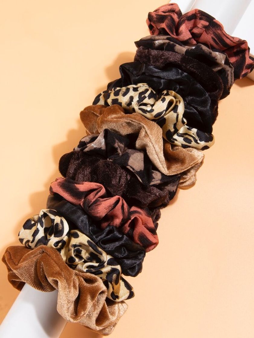 Moda 12pcs padrão de leopardo scrunchie