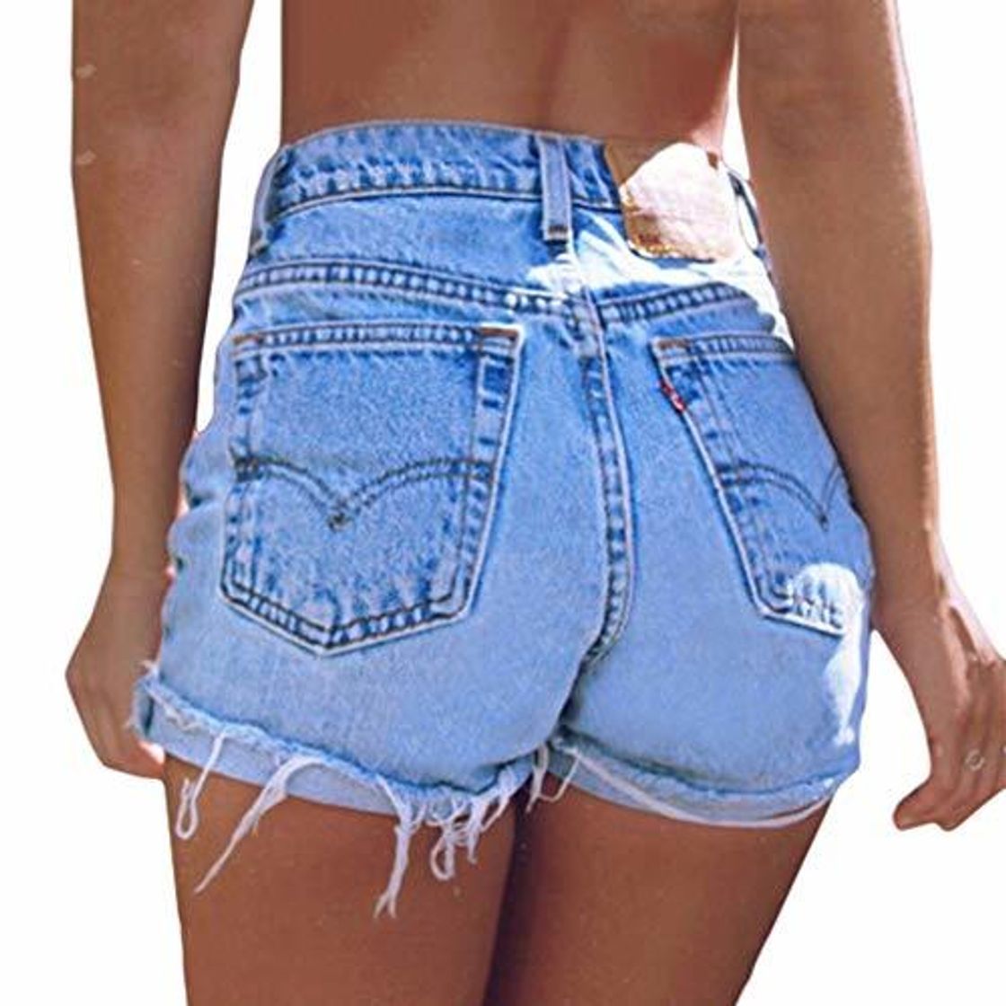 Place Pantalones Cortos de Jeans para Mujer Cintura Alta Slim Fit Pantalón Corto