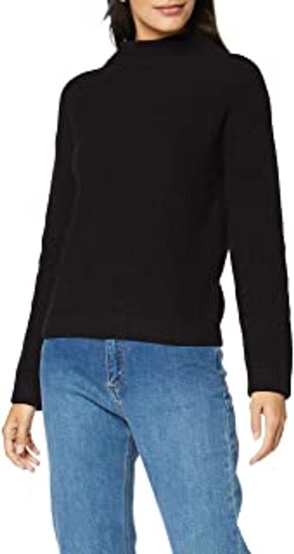 Fashion Marca Amazon - find. Jersey Ancho con Cuello Alto Mujer, Negro