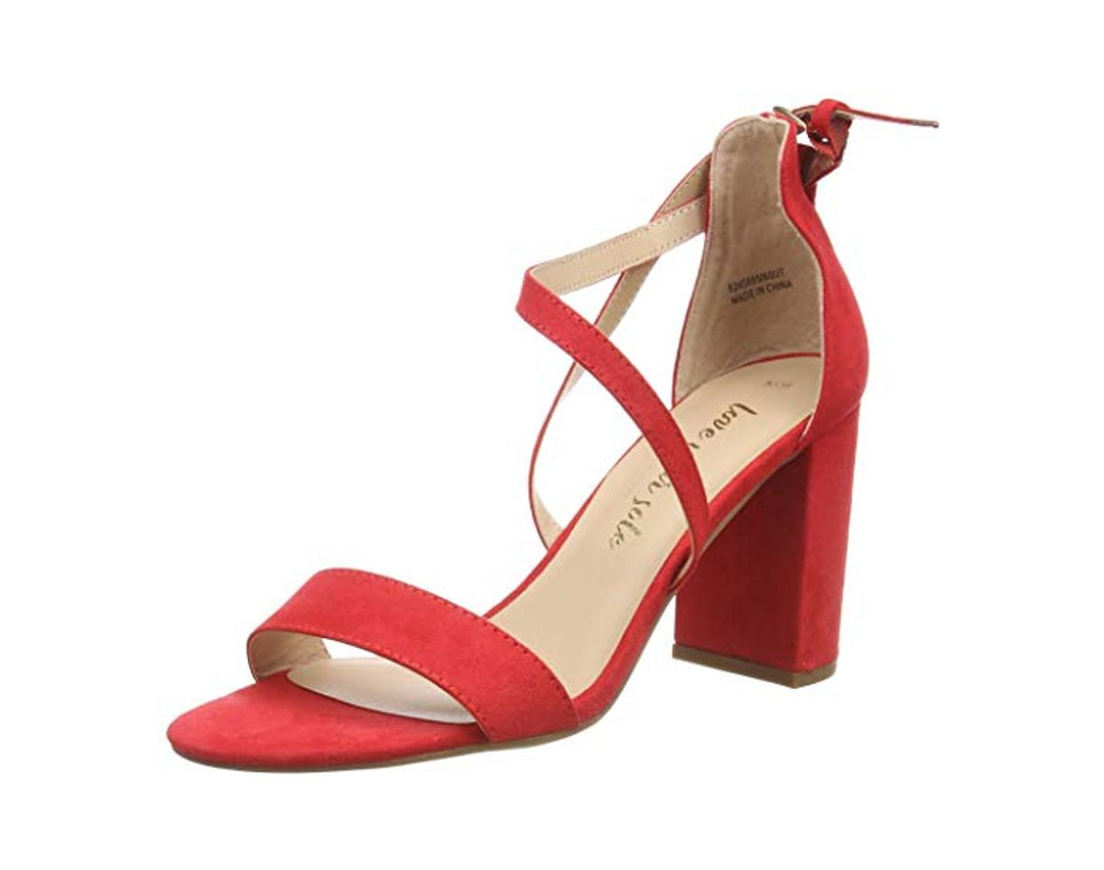 Fashion New Look Scoop, Sandalias de Punta Descubierta para Mujer, Rojo