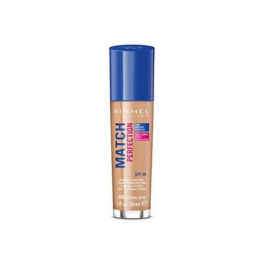 Rimmel London Match Perfection Foundation Base de Maquillaje Tono 400 Natural Beige