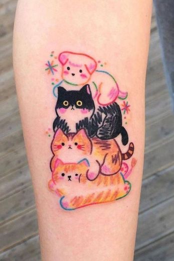 Tatuagem Gatos e Cão! 🐈🐕