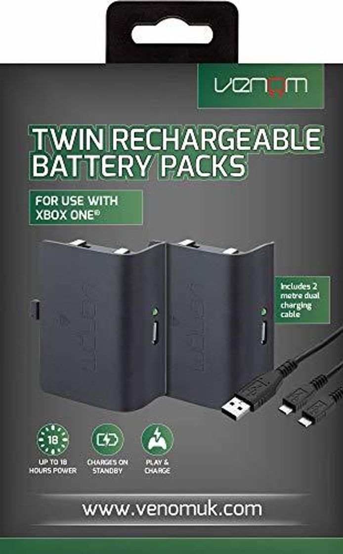 Products Venom - Twin Rechargeable Battery Packs Con Cubiertas, Color Negro