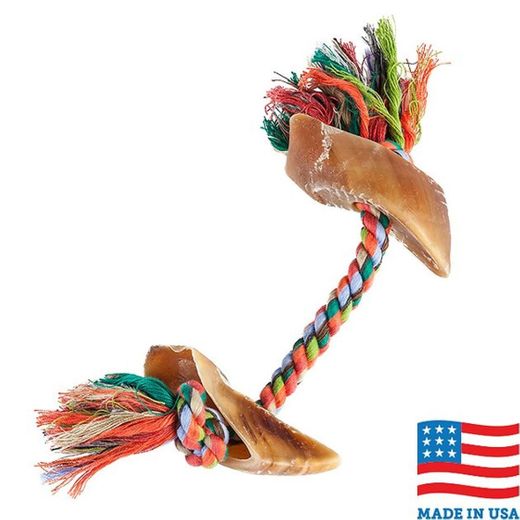USA Bones & Chews Cotton Rope with Hooves Dog Toy, Color Varies
