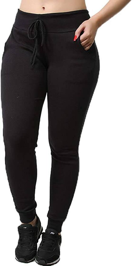 Fashion Calça Legging Ribana Feminina (Preto, GG)