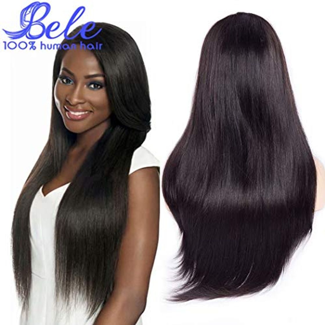 Producto Peluca de encaje frontal liso y sedoso peruano de Bele 10A con pelo virgen de 130% de densidad