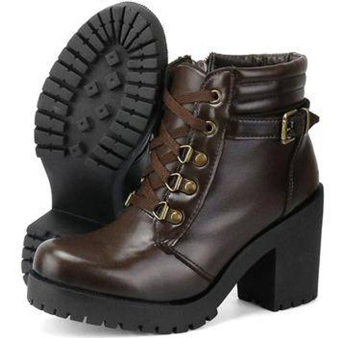 Moda Bota Coturno Casual Feminina com Salto Bloco Tratorado Café 