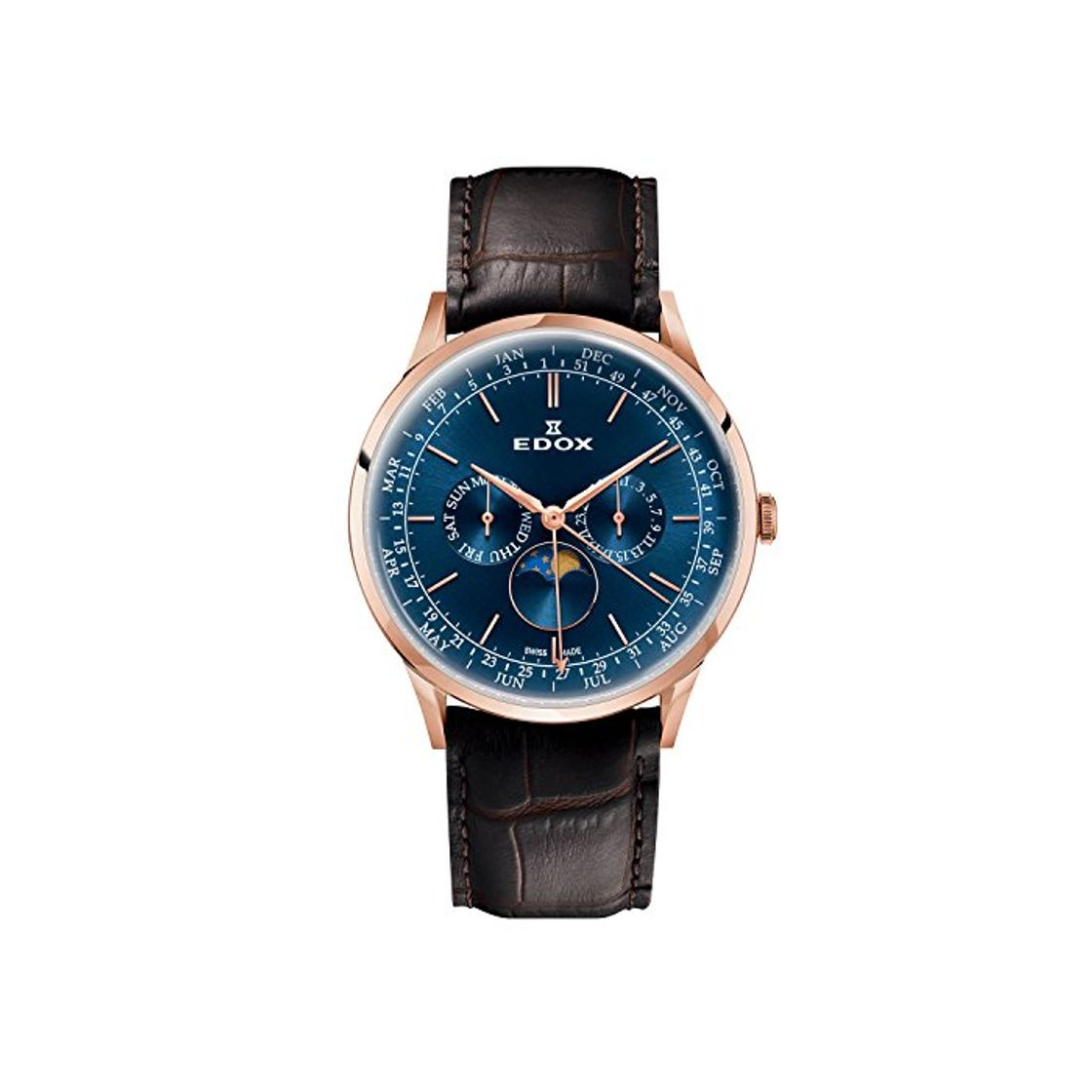 Social EDOX Reloj Analogico para Hombre de Cuarzo con Correa en Cuero 40101