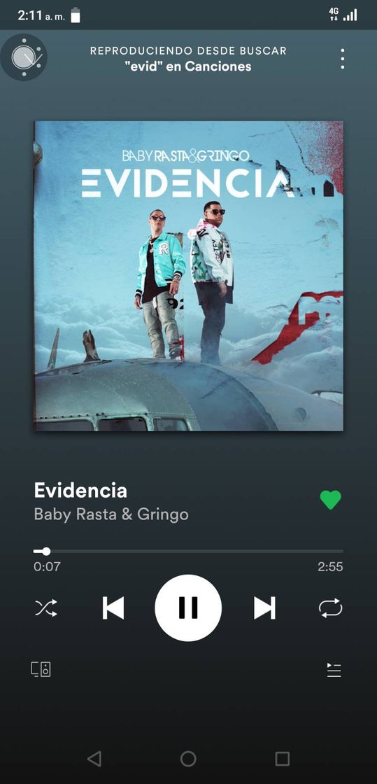 Canción Evidencia - Baby Rasta y Gringo 