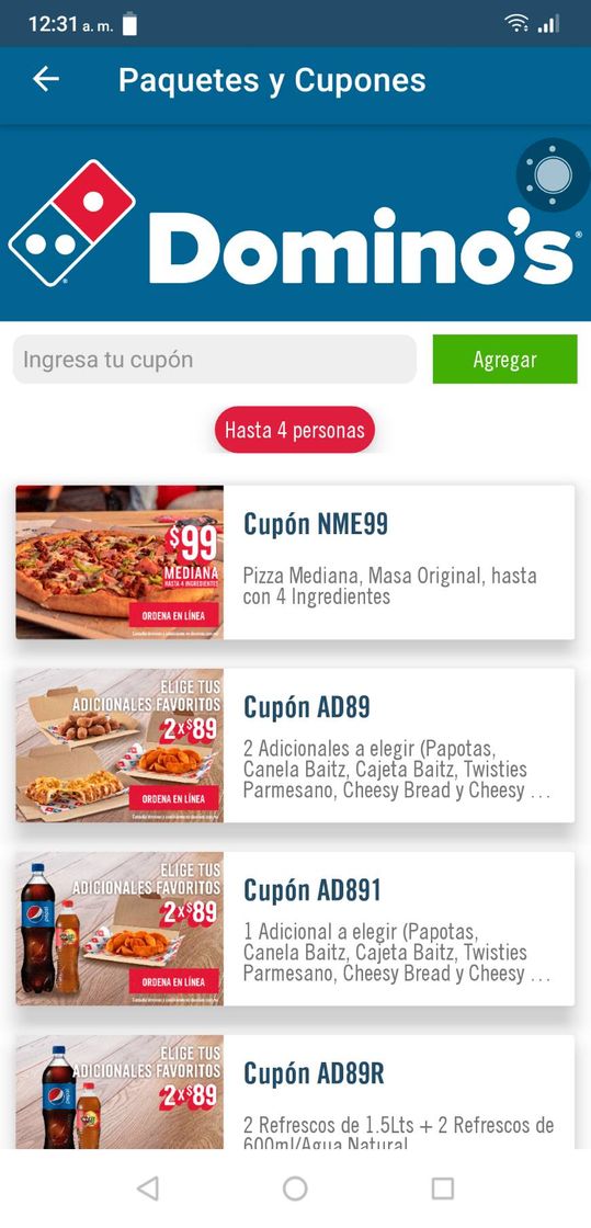 App Domino's Pizza app 🇲🇽