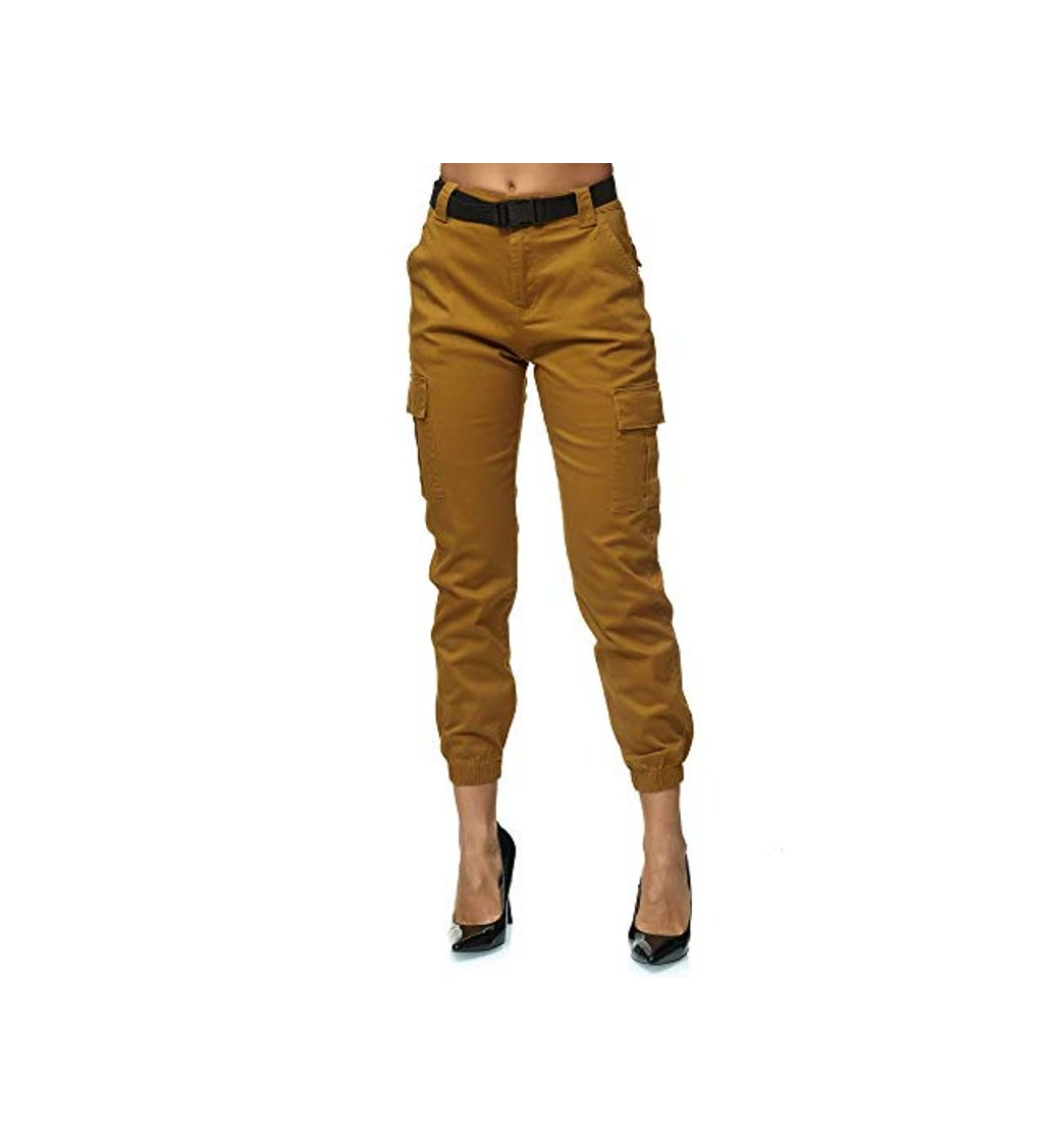 Product Elara Pantalones Cargo para Mujer Slim Fit Denim Chunkyrayan 3D948 Camel 36