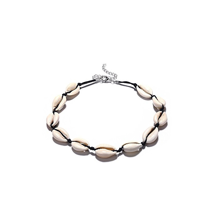 Social BaconiXfF 1 Gargantilla de Concha para Mujer, Estilo Bohemio, Estilo Vintage, Cuerda