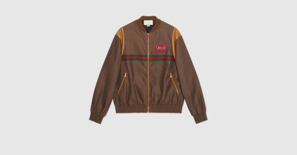 Fashion Brown Mini GG zip-up jacket with Gucci label | GUCCI® US