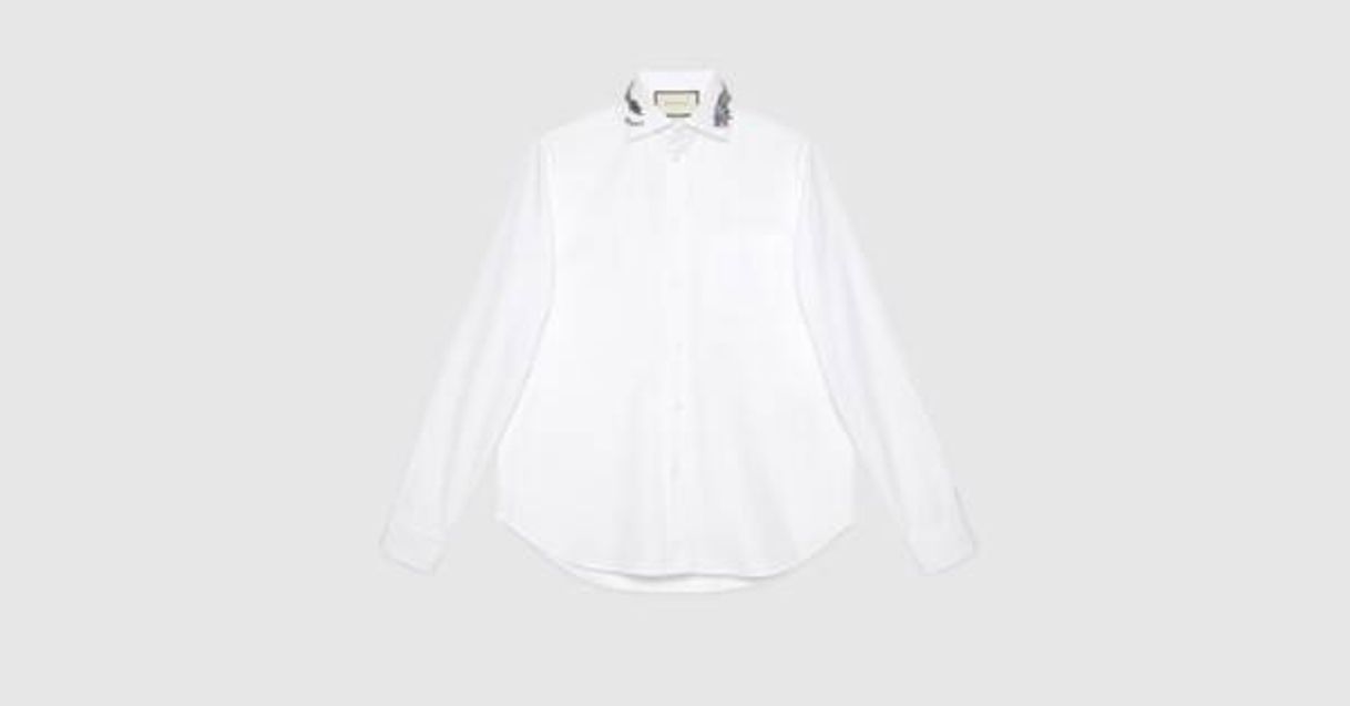 Moda White Cotton Shirt With Embroidered Collar | GUCCI® US