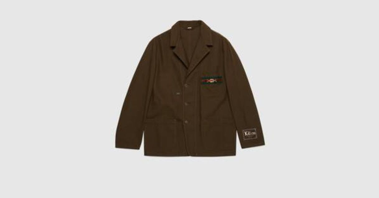 Moda Brown Cotton jacket with cardboard labels | GUCCI® US