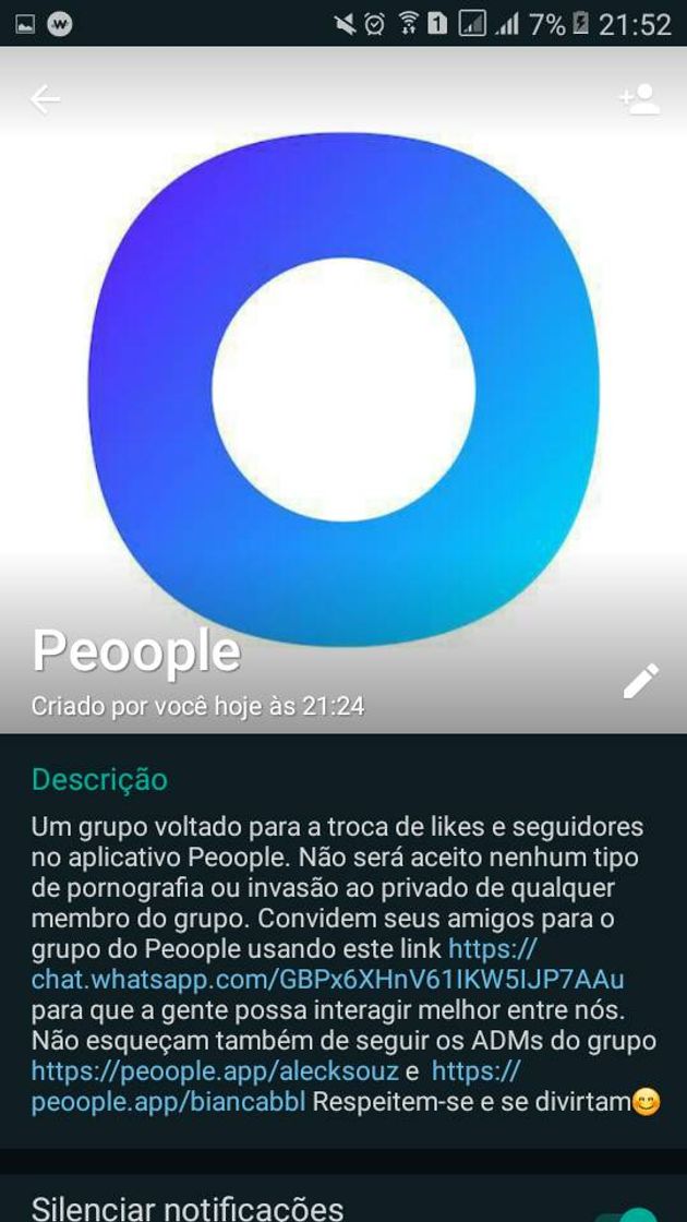 Moda GRUPO DO PEOOPLE NO WHATSAPP