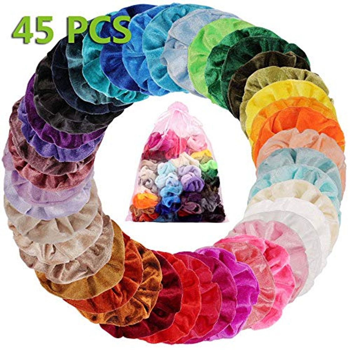 Social 45 Colores Velvet Elástico Hair Scrunchies