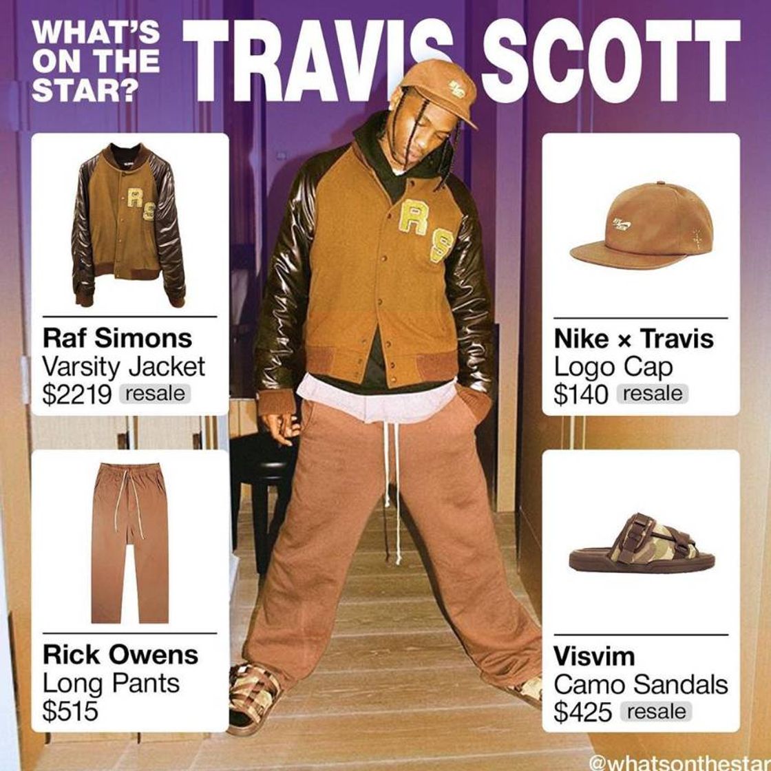 Fashion Outfit de Travis Scott en WHATS ON THE STAR