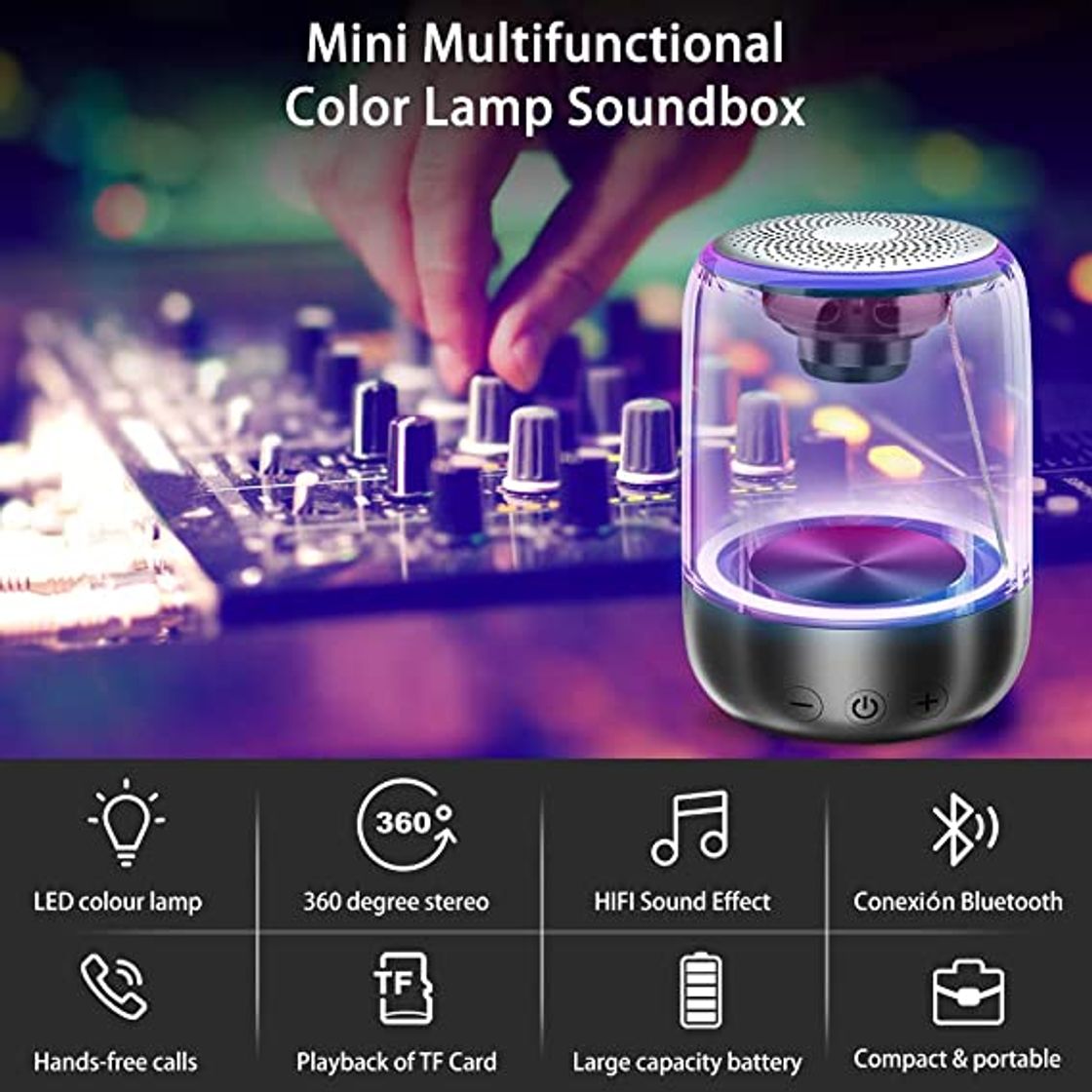 Social Bocina Bluetooth 5.0 Portátil, 5W 1000mah TWS Altavoz Inalám