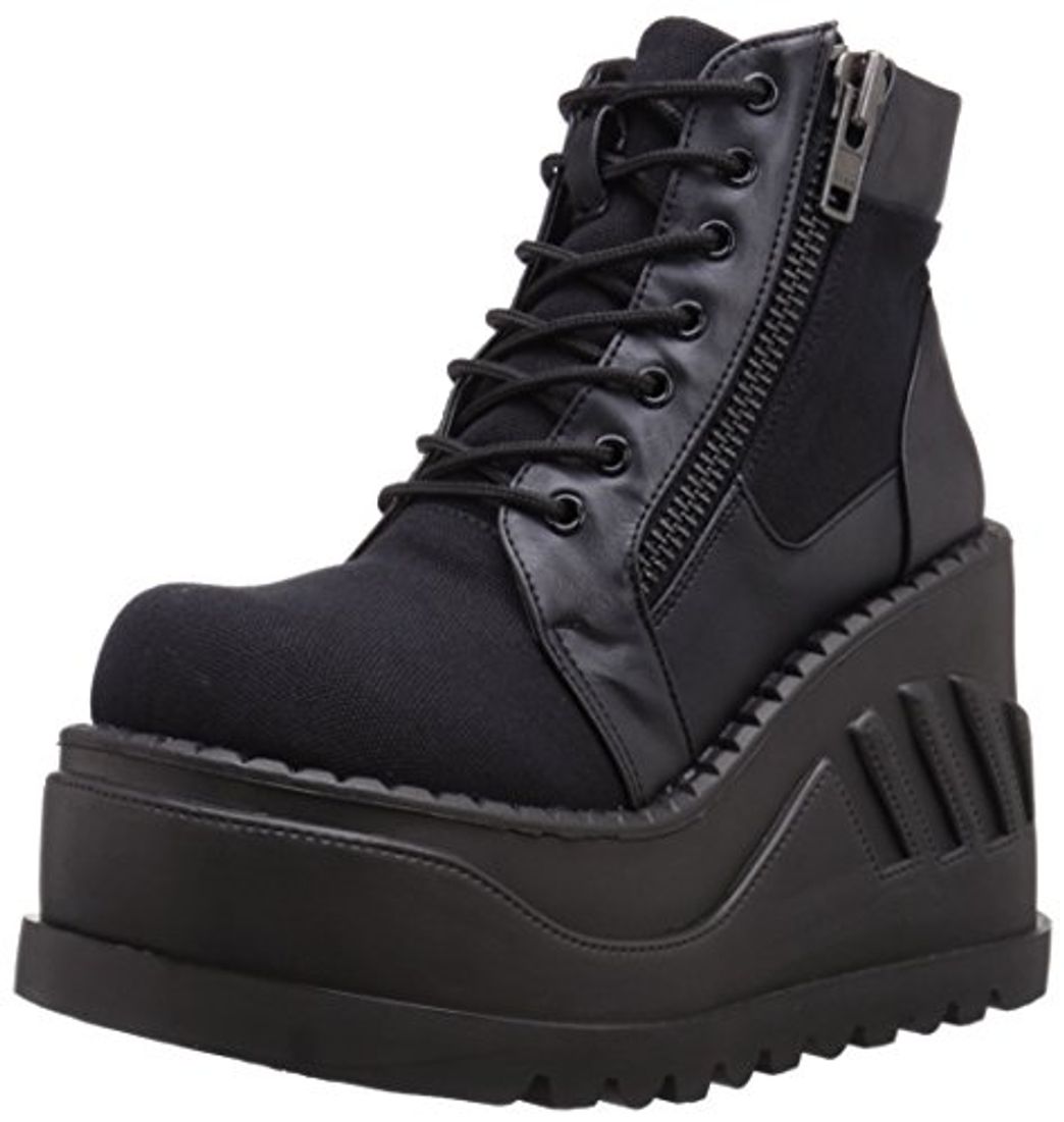 Social Demonia STOMP-10 Blk Canvas-Vegan Leather UK 5
