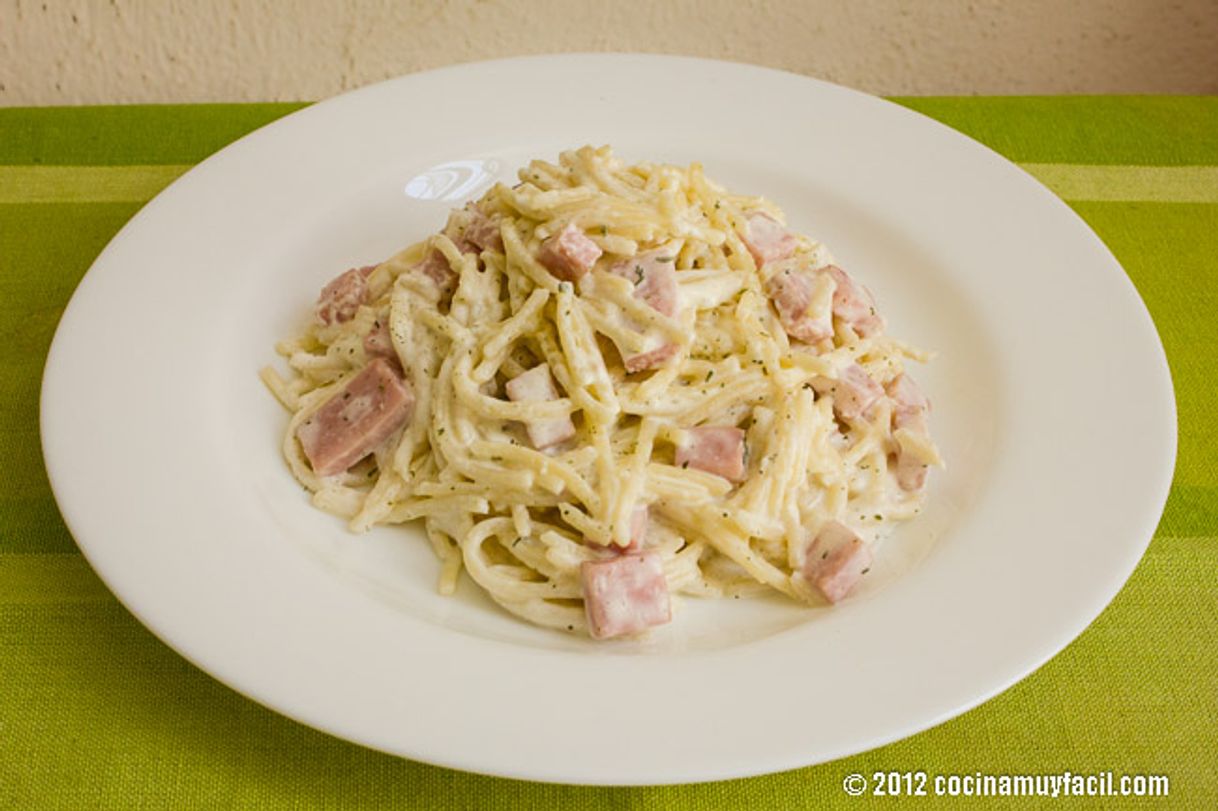 Fashion Fideos con crema y jamón🍝