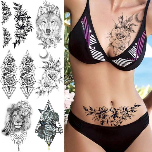 3D Sexy Leaves Temporary Tattoo Sticker Waterproof Tattoos ...