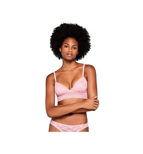 IRIS & LILLY Bralette de Encaje para Mujer, Rosa