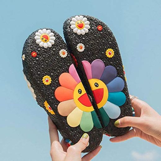 KADIC Summer Slippers Mujeres Cute Flower Flat Chanclas Damas Soft Slides Shoes