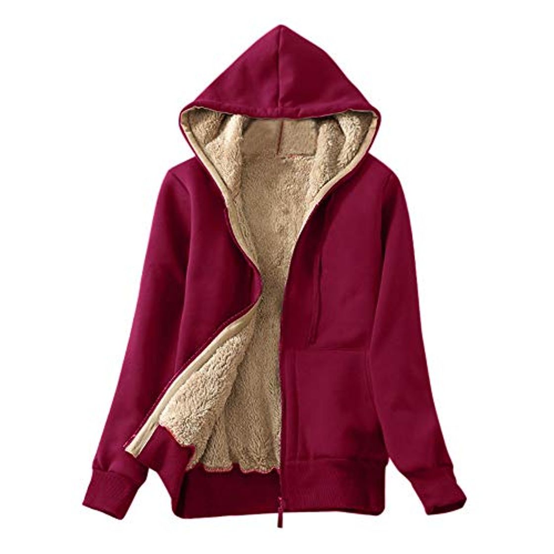 Product riou Sudadera con Capucha Mujer Tallas Grandes Chaqueta de Felpa Cremallera Capa Jacket Parka Pullover Manga Larga Suéter Tops Invierno Abrigo Cálido